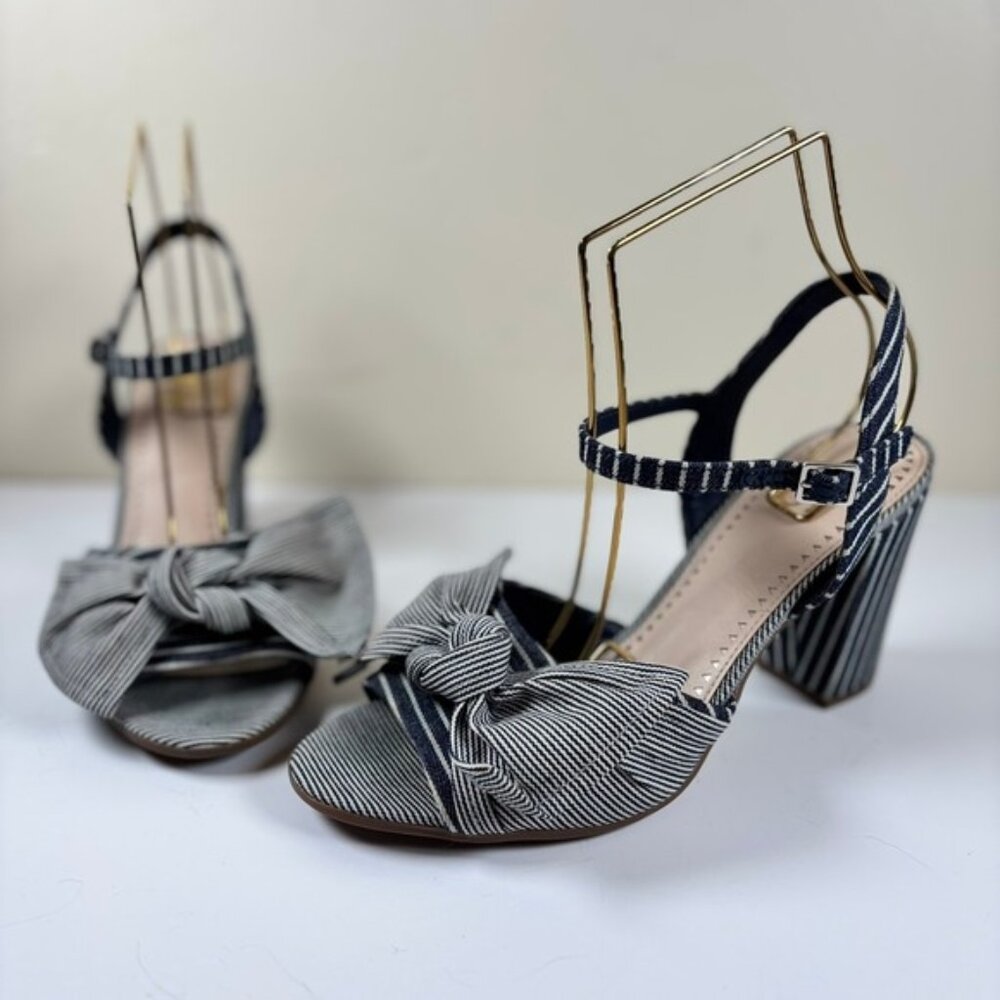 Circus by Sam Edelman Eva Pump Heels Sz 9‎ Navy White Stripe Bow Nautical Pin-up